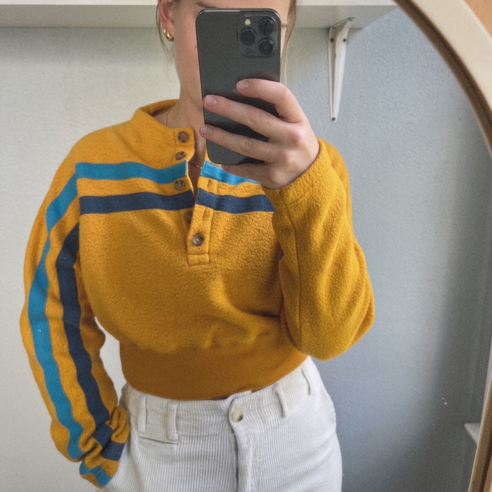 BDG Mustard and Blue Striped Sweatshirt
